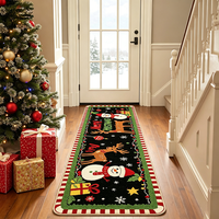 Tapis de Noël imprimé sur mesure, antidérapant, rouge et vert, décoration hivernale, lavable, long tapis de couloir