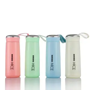 2024 Hot Sale Popular 400ml Glass Water Bottles Wholesale Coloured Nice Cute Water Bottle with Lid Good Quality