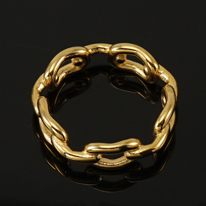 Gold Chain Link Ring Geometric Shape Titanium Steel Jewelry Fashion Minimalist Design - Product Image 3