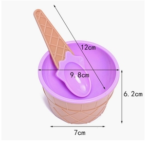 Trẻ em kem bát muỗng đặt bền trẻ em Quà tặng đáng yêu món tráng miệng bát DIY Ice Cream công cụ Icecream Bát + muỗng - Product Image 1