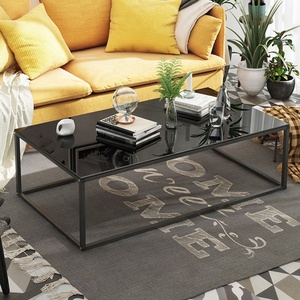 Bàn Cà Phê Thủy Tinh Bàn Cà Phê Hiện Đại Bàn Trà Với Kệ Thấp Hơn Phòng Khách - Product Image 2