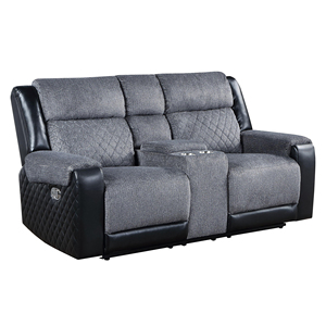 Grey/<b>Black</b> Modern Reclining <b>Sofa</b> and Loveseat Set with Wood Legs Fabric Upholstery Modular Design Eco-Friendly Features - Product Image 4