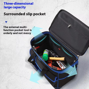 Green Forest Large Oxford Cloth <b>Trolley</b> Tool Bag Multifunctional Electrician Repair Storage Rubber Bottom Zipper Closure - Product Image 5