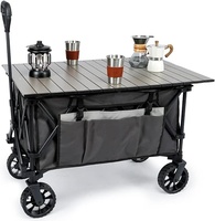 Chariot de camping pliable pliable avec plaque de table en aluminium Chariot à cadre en acier polyvalent de vente chaude