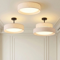 Plafonnier LED moderne au design épuré pour chambre à coucher, avec variateur de lumière, montage en saillie, en tissu