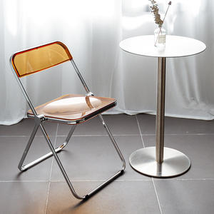 Nordic Style Transparent Acrylic <strong>Folding</strong> Backrest Dining <strong>Chair</strong> Modern Design Ins Style Coffee Shop Hotel Stool - Product Image 1
