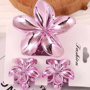 Nouvel Arrivage – Lot de 3 Pinces à Cheveux Fleur d'Œuf, Couleurs Dégradées, en Plastique, pour un Accessoire de Coiffure Tendance pour les Vacances - Product Image 4