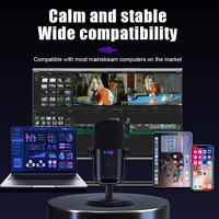 Microphone de jeu GAM-M12, microphone de bureau USB pour ordinateur, enregistrement mobile en direct, réduction du bruit RGB
