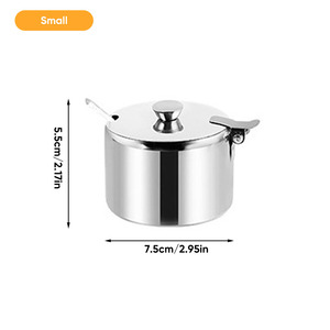 304 Stainless Steel Seasoning <b>Jar</b> with Flip-Top Lid & Spoon, Food-Grade Condiment Container for Commercial Kitchen & Hotel - Product Image 5