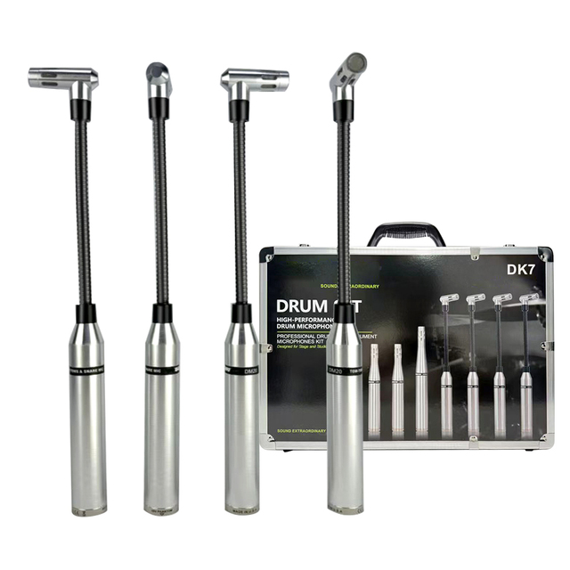 DK7 Drum Microphone Kit System - Complete Set for Snare, Kick, Tom Drums, Cymbals, Professional Recording and Live Performance