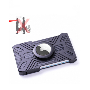 Porte-cartes de crédit fin en alliage d'aluminium et fibre de carbone avec logo personnalisé, blocage RFID, compatible avec AirTag Wallet - Product Image 3