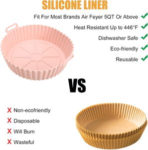 Forro de Silicona Redondo de 8 Pulgadas para <span class=keywords><strong>Freidora</strong></span> de <span class=keywords><strong>Aire</strong></span>, Apto para Alimentos, 60g, Libre de BPA, Reutilizable, Apto para Horno, para 3-7L/QT, Precio de Fábrica |   Fácil de Limpiar - Product Image 4