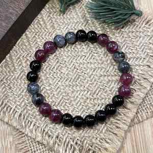 Bracelet naturel en perles de verre colorées anti-stress, livraison directe exclusive, choix de pierres personnalisées - Product Image 4