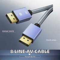 Cable DisplayPort 1.4 de Alta Velocidad, Trenzado de Nailon, Compatible con HDR-8K 60Hz 4K 120Hz, Longitudes de 3m 2m 1m para Proyector y Audio