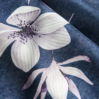 Tela de Cortina Estampada 100% Poliéster, Estilo Americano, Diseño Floral Grande, Color Azul Marino, Venta al Por Mayor