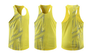 Débardeur de sport en maille à séchage rapide pour homme, logo personnalisé de haute qualité, impression, course à pied, respirant, 180g polyester, débardeur actif - Product Image 2