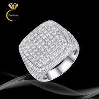 Zanlong 15350 Vente en gros de bijoux hip-hop, bague personnalisée en argent sterling 925 avec moissanite VVS, micro-pavé de diamants pour hommes