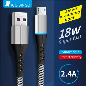 Câbles de charge rapide 18W en gros, 2.4A Type-C/pour <span class=keywords><strong>iPhone</strong></span>/Micro Ports, conception anti-casse TPE, indicateur LED, 1M, cuivre pur - Product Image 2