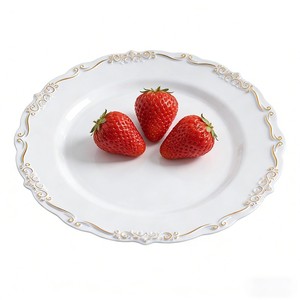 Platos Desechables Premium de Plástico PS con Borde de Encaje en Relieve, Diseño Moderno para Bodas, Banquetes y Hostelería, Vajilla para Catering - Product Image 1