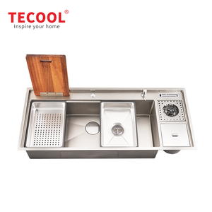 Évier de cuisine <span class=keywords><strong>professionnel</strong></span> en acier inoxydable SS304, fait main, fonctionnel, à encastrer, grande cuve - Product Image 1