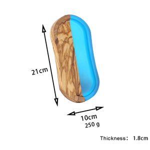 Assiette à dessert en bois de haute qualité avec grain gracieux, assiette alimentaire en résine époxy en bois d'olive - Product Image 5