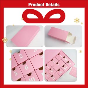 Caja de Regalo de Calendario de <span class=keywords><strong>Adviento</strong></span> Rosa de 12 Compartimentos con Etiquetas Numeradas para Cuenta Regresiva Navideña, Cosméticos, Dulces, Empaque de Primera Calidad - Product Image 5