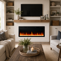 Insert de cheminée électrique 72 pouces 3D encastrable mural avec télécommande intelligente via application, flammes colorées et minuterie pour la décoration du salon