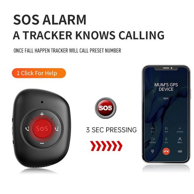 Senior Emergency 4G GPS Wearable Device Fall Alert 2-Way Call SOS Button Personal Medical Locator Pendant WiFi