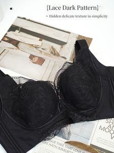 Soutien-gorge élégant à col en V avec bordure en dentelle, dos en U, design amincissant, push-up, respirant, tricoté, empêche le relâchement, soutien-gorge en dentelle - Product Image 4