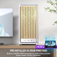 Boîtier PC FOIFKIN M1 - Panneau frontal en noyer, 4 ventilateurs PWM ARGB préinstallés, blanc pour jeux