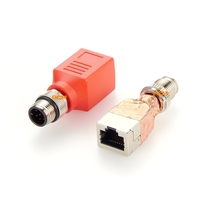 Adaptor M12 A Coding 8 Pin Male ke RJ45 Female untuk Sistem Kontrol Mesin PLC Otomatisasi Ethernet Industri Robotik
