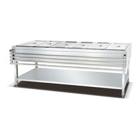 Nouveau produit en promotion : Station de service à trois à six compartiments, armoire chauffante pour plats OT-6T-NG, table chauffante pour buffet, argent