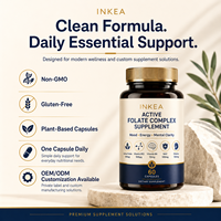 Inkea Active Folate Complex Antioxydant Sans Gluten 60 Capsules OEM/ODM Solutions Nutritionnelles Personnalisées Vitamine B12 pour la Santé