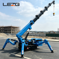 Mini-grue araignée de 3 tonnes, grue sur chenilles hydraulique avec stabilisateurs, rotation à 360 degrés, flèche télescopique, pour travaux de construction en intérieur et en extérieur