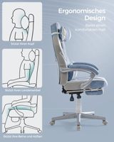 Chaise de jeu ergonomique en cuir PU bleu et blanc avec accoudoirs articulés et repose-pieds rétractable – Vente en gros