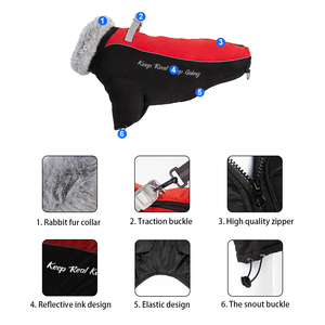 Col chaud personnalisé moyen grand chien vêtements coupe-vent hiver vestes pour animaux de compagnie manteaux avec anneau en D de traction - Product Image 2