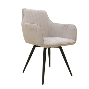 <strong>Metal</strong> <strong>Legs</strong> Elegant Soft Armchair Nordic Living Room Restaurant Arm <strong>Chair</strong> Swivel Fabric Velvet Modern <strong>Dining</strong> <strong>Chair</strong> - Product Image 1