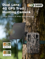 Nouvelle caméra de chasse intelligente AI 4G à double objectif, alimentée par énergie solaire, GPS, 24MP CMOS, grand angle 180°, interphone bidirectionnel, étanche