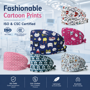 Chapeau chirurgical en coton réglable certifié ISO avec bandeau anti-transpiration, respirant, pour médecins et infirmières, homologué CSC, casquette de travail médicale - Product Image 3