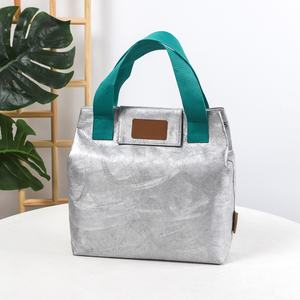Sac à déjeuner isotherme en papier DuPont personnalisé avec intérieur en aluminium, sacs à déjeuner en papier Tyvek à main, vente en gros avec logo personnalisé - Product Image 5