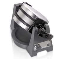 Gaufrier RAF 1400W à structure rotative, chauffage uniforme double face, plaques antiadhésives durables pour une cuisson uniforme des gaufres