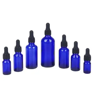 Custom Logo Color Clear Blue Skin Care Serum Essential Oil 5ml 10ml 15ml 30ml 50ml 1oz Glass Dropper Bottle With Packaging Box