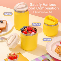 Vente en gros usine – Ensemble de boîtes repas isothermes multi-usages sans BPA, avec poignée, pour soupes et aliments, 400ml, 600ml, 800ml