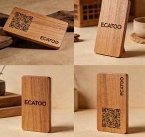 Supporto per Codice QR con Base in Legno e Cartoncino in Bambù per Condivisione sui Social Media - Product Image 5