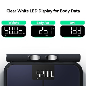 Analyseur de composition corporelle numérique à 8 électrodes avec poignée, verre trempé, alimenté par <span class=keywords><strong>batterie</strong></span>, capacité de 180 kg, écran LED - Product Image 2