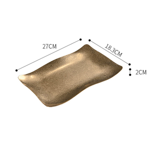 Plateau de café plat en or coréen <span class=keywords><strong>Assiette</strong></span> à dîner vintage en acier inoxydable <span class=keywords><strong>Assiette</strong></span> de stockage des aliments <span class=keywords><strong>Assiette</strong></span> rectangulaire pour plats de restaurant - Product Image 5