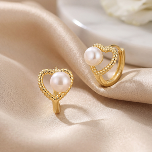 Pendientes Románticos de Perlas Naturales de Agua Dulce en Forma de Corazón, Plata de Ley S925, Joyería para Mujeres y Niñas, Regalo de San Valentín - Product Image 4