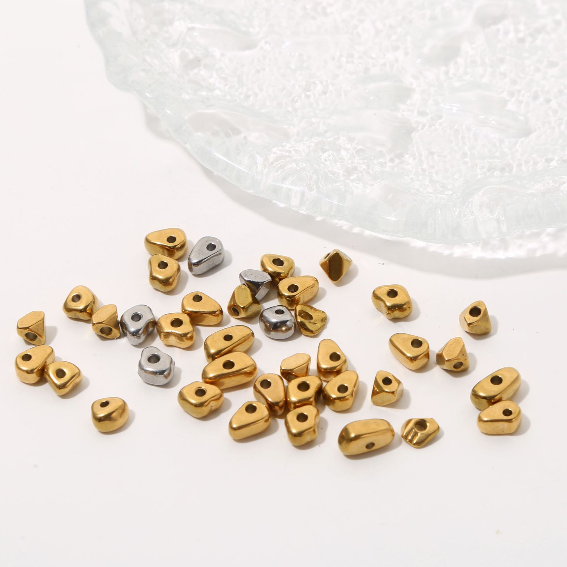 Non-tarnish Stainless Steel Mini Irregular Spacer Beads 18K Jewelry Making Components Tiny Beads DIY Bracelet Necklace Findings