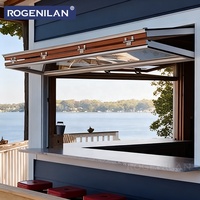 Fenêtres pliantes verticales Rogenilan modernes pour extérieur, résistantes au vent, double vitrage, aluminium, vitrage Low-E