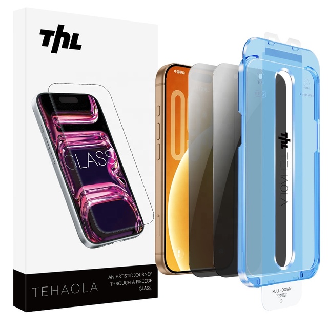 Anti Spy Screen Protector 2.5D Tempered Glass Privacy Borderless 28 Degree 9H for iPhone 12 13 14 15 16 17 18 Pro Max Applicator